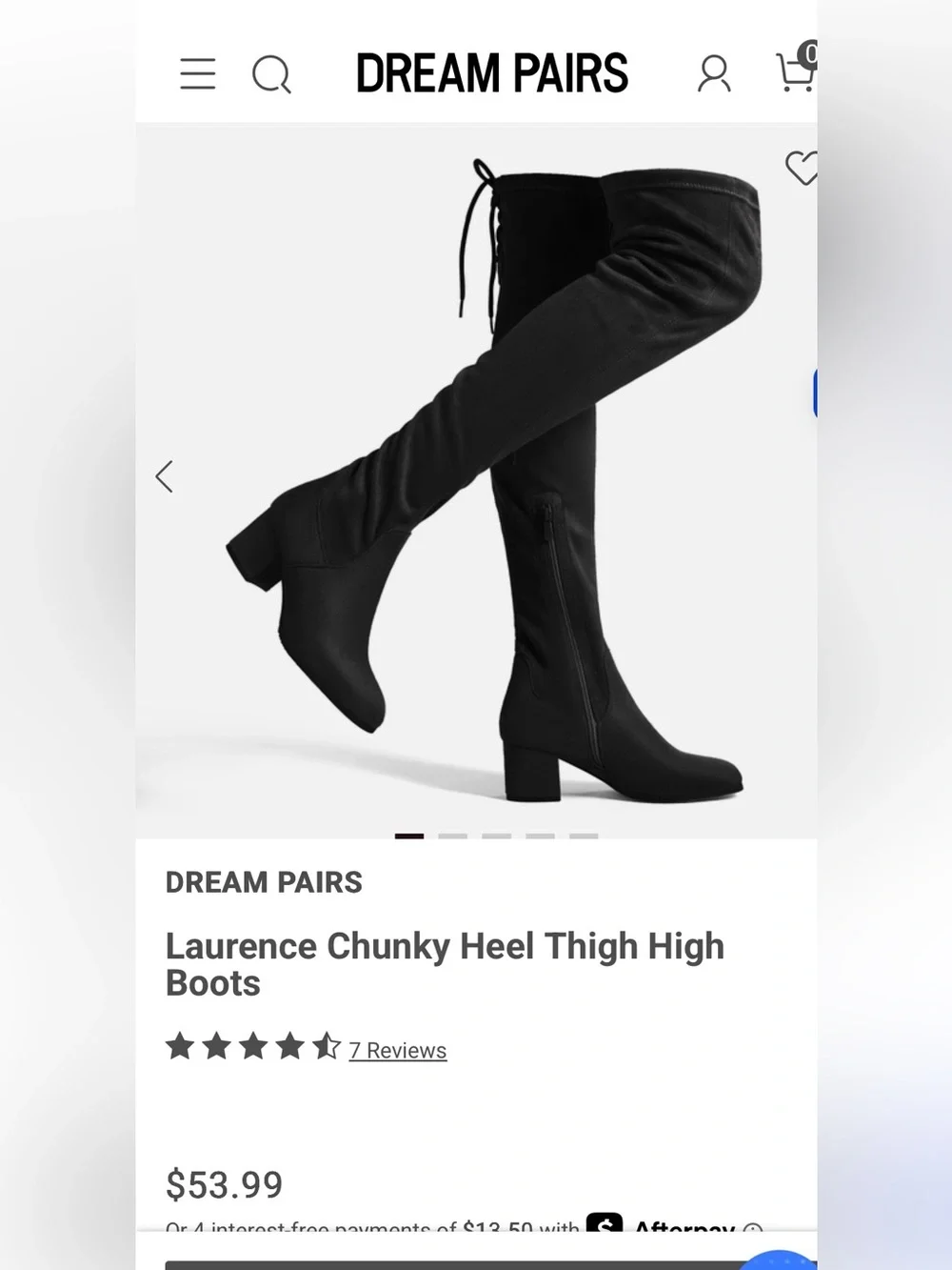 Dream Pairs Black Over-the-Knee Suede Block Heel Boots